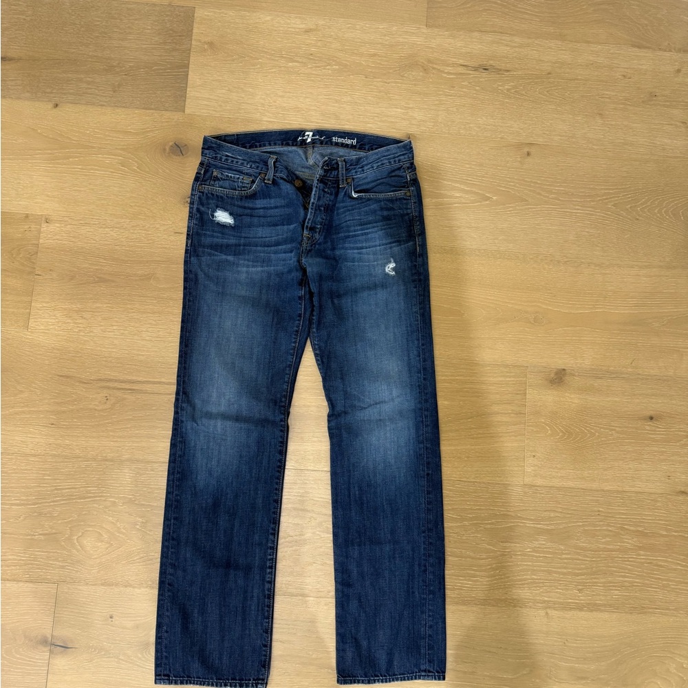 7 For All Mankind Men's Dark Blue Straight Jeans